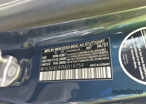 2021 Mercedes-Benz A 220 from USA, damaged, VIN W1K3G4EBXMJ319759